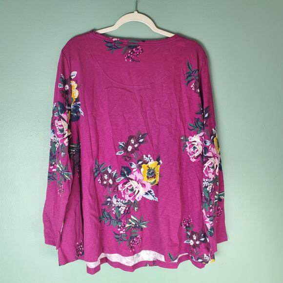 Joules Women's Berry Floral Harbour Light Swing Long Sleeve Jersey Top Size 20 - Picture 2 of 6